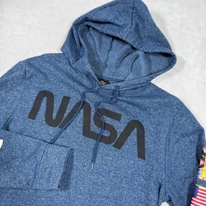 Aldrin Family Foundation NASA Mission Operations Patched Hoodie Mens Medium Blue